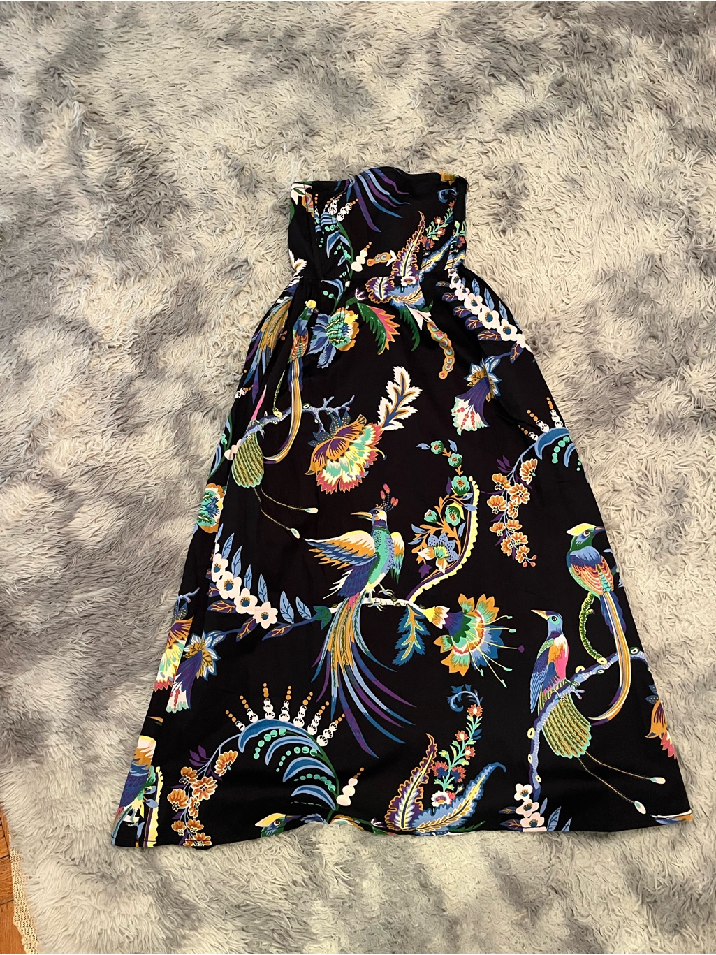 Banjanan Black Strapless Dress With Multicolor Tropical Print